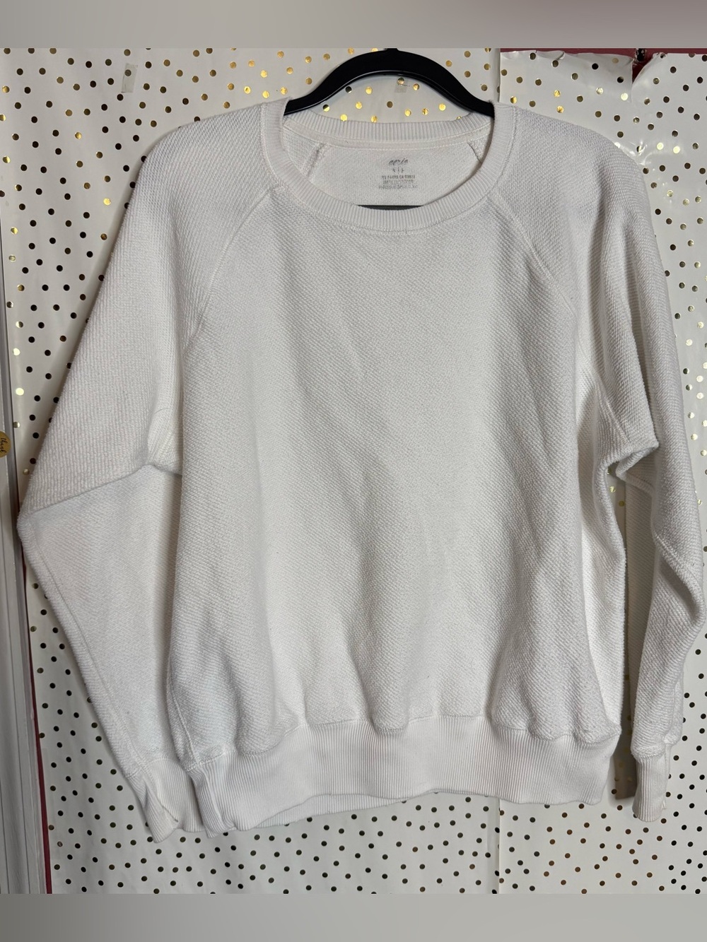 Aerie White Textured Crewneck Sweatshirt